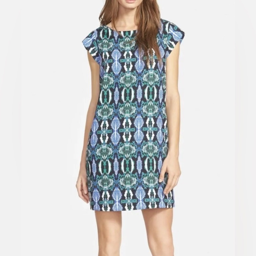 Sam Edelman Cap Sleeve Illusion Panel Shift Dress
